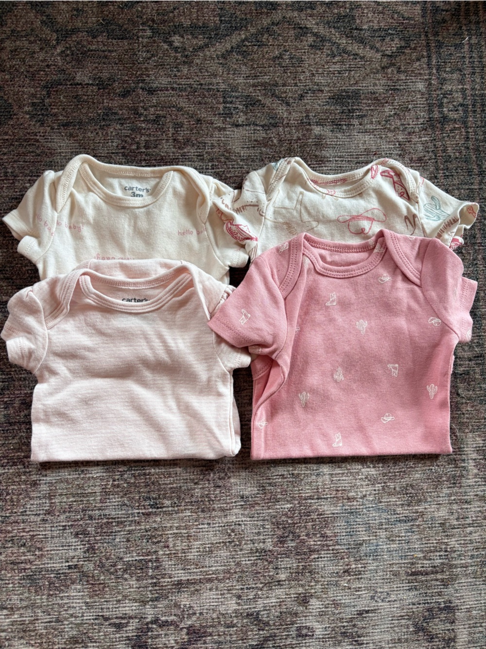 Carters Girls' Pink Cotton Onesie Lot - 4